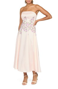�P�C �A���W���[ ���f�B�[�X �g�b�v�X �����s�[�X �~�f�B �X�g���b�v���X �h�J Kay Unger Tabitha Embroide red Strapless Midi Dress DELICATE PINK �s���N