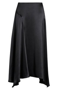 ���t�H�[���[�V���� ���f�B�[�X �{�g���X�J�[�g �V���N Reformation McCall Handkerchief Hem Silk Skirt BLACK �u���b�N