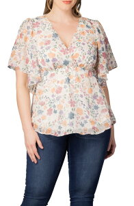 �L���i ���f�B�[�X �g�b�v�X �V���c �v���X�T�C�Y Kiyonna Seaside Serenade Top (Plus) PALE BLOSSOMS