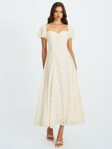 �~�X�T�[�N�� ���f�B�[�X �g�b�v�X �����s�[�X �w���J�� �}�L�V Miss Circle Pandora Bubble Sleeve Backless Maxi Dress White �z���C�g
