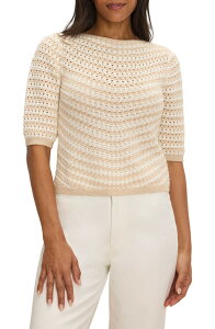 �j�b�N�v���X�]�[�C ���f�B�[�X �A�E�^�[ �p�[�J�[�E�X�E�F�b�g �Z�[�^�[ �j�b�g NIC+ZOE Stripe Pointelle Knit Sweater NEUTRAL MULTI �}���`�J���[