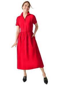 �W�F�V�J�����h�� ���f�B�[�X �g�b�v�X �����s�[�X �v���X�T�C�Y �V���c Jessica London Mixed Media Poplin Shirt Dress (Plus Regular) VIVID RED ���b�h