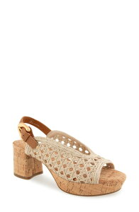 �G�A���\�[���Y ���f�B�[�X �V���[�Y �T���_�� �v���b�g�t�H�[�� Aerosoles Cornelia Slingback Platform Sandal Natural/ Tan/ Cork Heel �^��