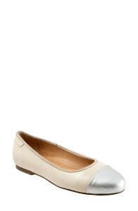 �g���b�^�[�Y ���f�B�[�X �V���[�Y �p���v�X �L���b�v Trotters Clara Cap Toe Flat Ivory/ Silver �A�C�{���[