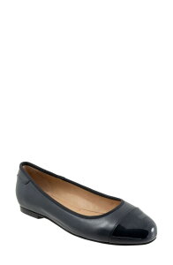 �g���b�^�[�Y ���f�B�[�X �V���[�Y �p���v�X �L���b�v Trotters Clara Cap Toe Flat Navy �l�C�r�[