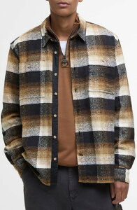 �o�u�A�[ �����Y �A�E�^�[ �W���P�b�g�E�u���]�� �V���c �R�b�g�� Barbour Woodfoot Check Textured Cotton Button-Up Overshirt Black �u���b�N