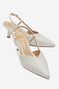 �v�����[�O�V���[�Y ���f�B�[�X �q�[�� Prologue Shoes Mavero Slingback Stiletto Pump Ecru �G�N����