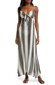 �G���� ���f�B�[�X �g�b�v�X �����s�[�X �J�b�g�A�E�g �}�L�V Elan Cutoutie Front Maxi Cover-Up Sundress BLACK/WHITE KENYA �z���C�g