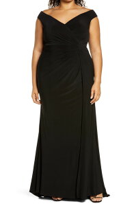 ���t�F�� ���f�B�[�X �g�b�v�X �����s�[�X �v���X�T�C�Y �W���[�W�[ La Femme Simple Plusize Jersey Off the Shoulder Dress (Plus) BLACK �u���b�N