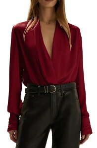 �t�F�C�o���b�g �h�[�^�[ ���f�B�[�X �g�b�v�X �V���c �T�e�� �{�f�B�[�X�[�c Favorite Daughter The Better Off Satin Bodysuit CRANBERRY