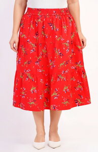 ���I�^ ���f�B�[�X �{�g���X�J�[�g �e�B�A�[�h �v���X�T�C�Y �~�f�B Leota Evelyn Tie red Midi Skirt (Plus Regular) Lucky Cheetah Poppy Red ���b�h