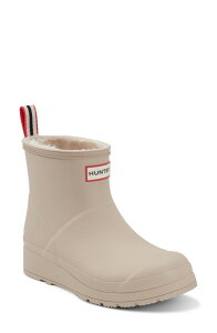 �n���^�[ ���f�B�[�X �V���[�Y �u�[�c�E���C���u�[�c Hunter Play Short Faux Shearling Lined Waterproof Rain Boot Light Gray �O���[