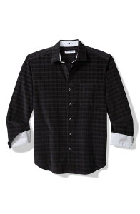 �g�b�~�[�o�n�} �����Y �g�b�v�X �V���c �R�[�f�����C �R�b�g�� Tommy Bahama Check Island Cotton Corduroy Button-Up Shirt Black �u���b�N