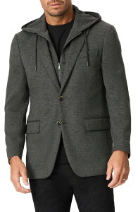 ���o�[�g�O���n�� �����Y �A�E�^�[ �W���P�b�g�E�u���]�� �R�[�g �j�b�g Robert Graham Voyager Knit Sport Coat with Removable Hooded Bib (Big Regular) GREY �O���[