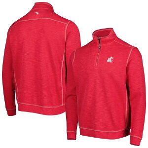�g�b�~�[�o�n�} �����Y �A�E�^�[ �W���P�b�g�E�u���]�� ���b�N�l�b�N Men's Tommy Bahama Crimson Washington State Cougarsportobago Bay Tri-Blend Mock Neck Half-Zip Jacket Crimson �N�����]��