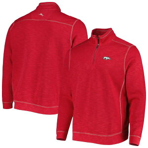 �g�b�~�[�o�n�} �����Y �A�E�^�[ �W���P�b�g�E�u���]�� ���b�N�l�b�N Men's Tommy Bahama Cardinal Arkansas Razorbacksportobago Bay Tri-Blend Mock Neck Half-Zip Jacket Cardinal