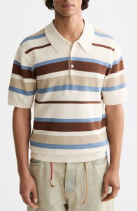 �X�R�b�`�A���h�\�[�_ �����Y �g�b�v�X �|���V���c �R�b�g�� �j�b�g Scotch & Soda Stripe Textured Cotton Knit Polo Plaza Taupe Stripe �g�[�v