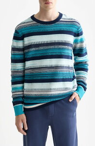 �X�R�b�`�A���h�\�[�_ �����Y �A�E�^�[ �p�[�J�[�E�X�E�F�b�g �Z�[�^�[ �R�b�g�� Scotch & Soda Stripe Cotton Sweater Tahitian Blue Stripe �u���[