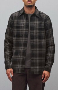 ���C�j���O�`�����v �����Y �g�b�v�X �V���c �R�b�g�� Reigning Champ Union Plaid Cotton Button-Up Shirt Carbon-Black �u���b�N
