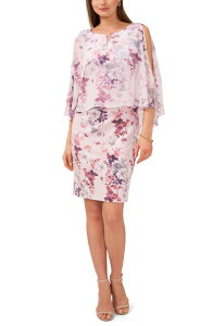 �`���E�X ���f�B�[�X �g�b�v�X �����s�[�X �t�����[�� �I�[�o�[���C �t�����[ Chaus Floral Notch Overlay Dress LILAC/PURPLE �p�[�v��