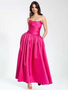 �~�X�T�[�N�� ���f�B�[�X �g�b�v�X �����s�[�X �T�e�� �X�g���b�v���X Miss Circle Walterina Satin Strapless Drop Waist Corset Gown Fuchsia �t���[�V��