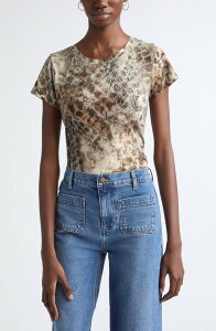 ���C�~�[ �u���b�N ���f�B�[�X �g�b�v�X �V���c �v�����g Ramy Brookate Python Print-Shirt BONE PYTHON