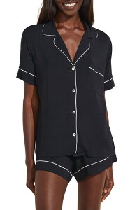 �G�o�[�W�F�C ���f�B�[�X �A���_�[�E�F�A �i�C�g�E�F�A Eberjey Gisele Relaxed Short Pajamas BLACK/ SORBET PINK �u���b�N