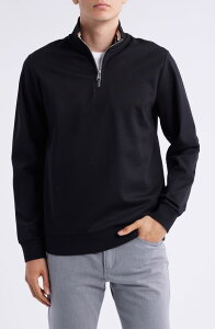 �{�X �����Y �A�E�^�[ �p�[�J�[�E�X�E�F�b�g �n�[�t�W�b�v BOSStimmann Half Zip Top Black �u���b�N