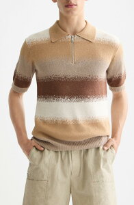 �X�R�b�`�A���h�\�[�_ �����Y �g�b�v�X �|���V���c �n�[�t�W�b�v �j�b�g Scotch & Soda Dgrad Stripe Knit Quarter Zipolo Plaza Taupe �g�[�v