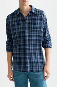�X�R�b�`�A���h�\�[�_ �����Y �g�b�v�X �V���c �R�b�g�� Scotch & Soda Lightweight Plaid Cotton Flannel Button-Up Shirt Pageant Blue Check �u���[