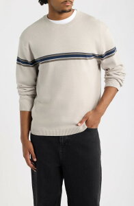 �r�[�s�[ �����Y �A�E�^�[ �j�b�g�E�Z�[�^�[ �R�b�g�� BP. Stripe Cotton Sweater GREY HEATHER WADE STRIPE �O���[