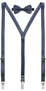 �~�I�}���I �����Y �A�N�Z�T���[ �x���g ���U�[ Mio Marino Genuine Leather Y-Back Suspenders & Bow Tie Set Suede Navy �l�C�r�[