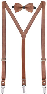 �~�I�}���I �����Y �A�N�Z�T���[ �x���g ���U�[ Mio Marino Genuine Leather Y-Back Suspenders & Bow Tie Set Suede Rust ���X�g