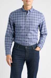 �W�����X�g���A���h�}�[�t�B�[ �����Y �g�b�v�X �V���c �R�b�g�� Johnston & Murphy Ovation Check Non-Iron Cotton Button-Up Shirt NAVY TONAL CHECK �l�C�r�[