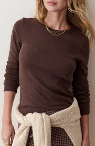 �}���[�� ���C���[ ���f�B�[�X �g�b�v�X �V���c �N���[�l�b�N �~�j Marine Layer Mini Rib Long Sleeve Crewneck T-Shirt CHOCOLATE �`���R���[�g