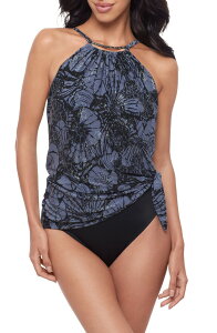 �}�W�b�N�X�[�c ���f�B�[�X �g�b�v�X �����s�[�X�J�[�g Magicsuit Shell Beach Parker Skirted One-Piece Swimsuit BLACK/ MULTI �u���b�N