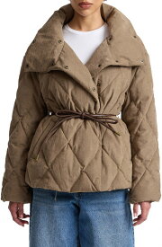 アヴェックレフィーユ レディース アウター ジャケット・ブルゾン コート Avec Les Filles Tie Waist Puffer Coat MUSHROOM
