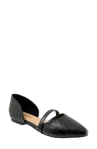 �g���b�^�[�Y ���f�B�[�X �V���[�Y �p���v�X Trotters Emory d'Orsay Pointed Toe Flat Black Croco �u���b�N