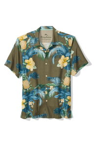 �g�b�~�[�o�n�} �����Y �g�b�v�X �V���c �t�����[�� �V���N �t�����[ Tommy Bahama Pineapple Petals Floral Silk Camp Shirt Blue Ash �A�b�V��