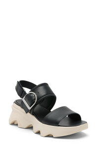�\���� ���f�B�[�X �V���[�Y �q�[�� �T���_�� SOREL Kinetic Impact Wedge Slide Sandal Black/ Chalk �`���[�N