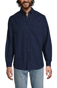 �����Y�G���h �����Y �g�b�v�X �V���c Lands' End Flagship Flannel Shirt Nightfall Navy Donegal �l�C�r�[