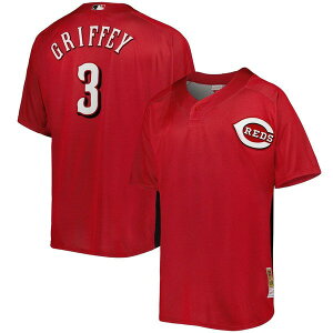 �~�b�`�F��&�l�X �����Y �g�b�v�X �V���c ���b�V�� �W���[�W�[ Men's Mitchell & Ness Ken Griffey Jr. Red Cincinnati Reds Cooperstown Collection Mesh Batting Practice Button-Up Jersey Red ���b�h