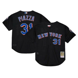 �~�b�`�F��&�l�X �����Y �g�b�v�X �V���c �W���[�W�[ Men's Mitchell & Ness Mike Piazza Black New York Mets Cooperstown Collection 2000 Batting Practice Jersey Black �u���b�N