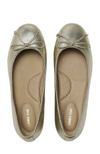 �����Y�G���h ���f�B�[�X �V���[�Y �p���v�X ���U�[ Lands' End Essentialeather Ballet Flats Light Gold �S�[���h