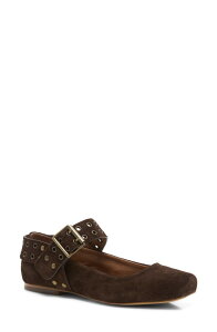 �y���������z �t���[�s�[�v�� ���f�B�[�X �p���v�X �V���[�Y Maggie Mary Jane Flat (Women) CHOCOLATE SUEDE