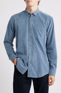�W�����X�g���A���h�}�[�t�B�[ �����Y �g�b�v�X �V���c �R�[�f�����C �_�E�� Johnston & Murphy Textured Corduroy Button-Down Shirt Blue �u���[