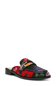 �x�b�c�B�W�����\�� ���f�B�[�X �V���[�Y �q�[�� �t�����[�� �t�����[ Betsey Johnson Liona Rhinestone Floral Mule Black Flower Multi �u���b�N