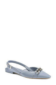 �_�i �L������ �j���[���[�N ���f�B�[�X �V���[�Y �p���v�X DKNY Cosetta Slingback Pointed Toe Flat Slate Blue �X���[�g