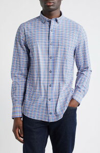 �W�����X�g���A���h�}�[�t�B�[ �����Y �g�b�v�X �V���c �j�b�g Johnston & Murphy XC Motion Performance Knit Button-Up Shirt Blue Multi Check �u���[
