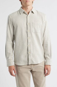 �A���b�N�X�N���[�� �����Y �g�b�v�X �V���c �R�b�g�� ALEX CRANE Cloud Stripe Organicotton Flannel Button-Up Shirt Honey Lines �X�g���C�v